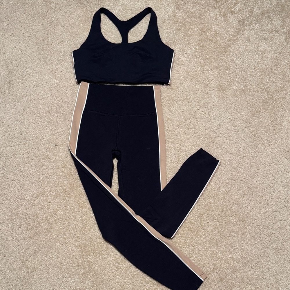 All in Motion Black and Tan Activewear Set (top M, leggings XS)